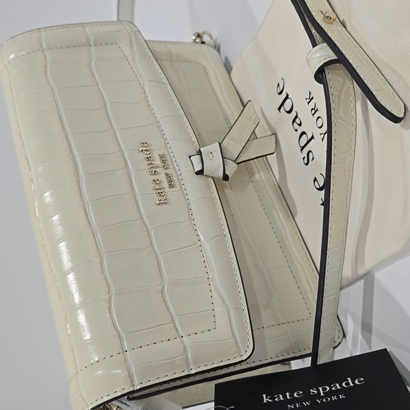 NWT ⭐Kate Spade Knott Croc-embossed Flap Crossbody Leather KD801⭐NWT & DUST BAG - Picture 16 of 17